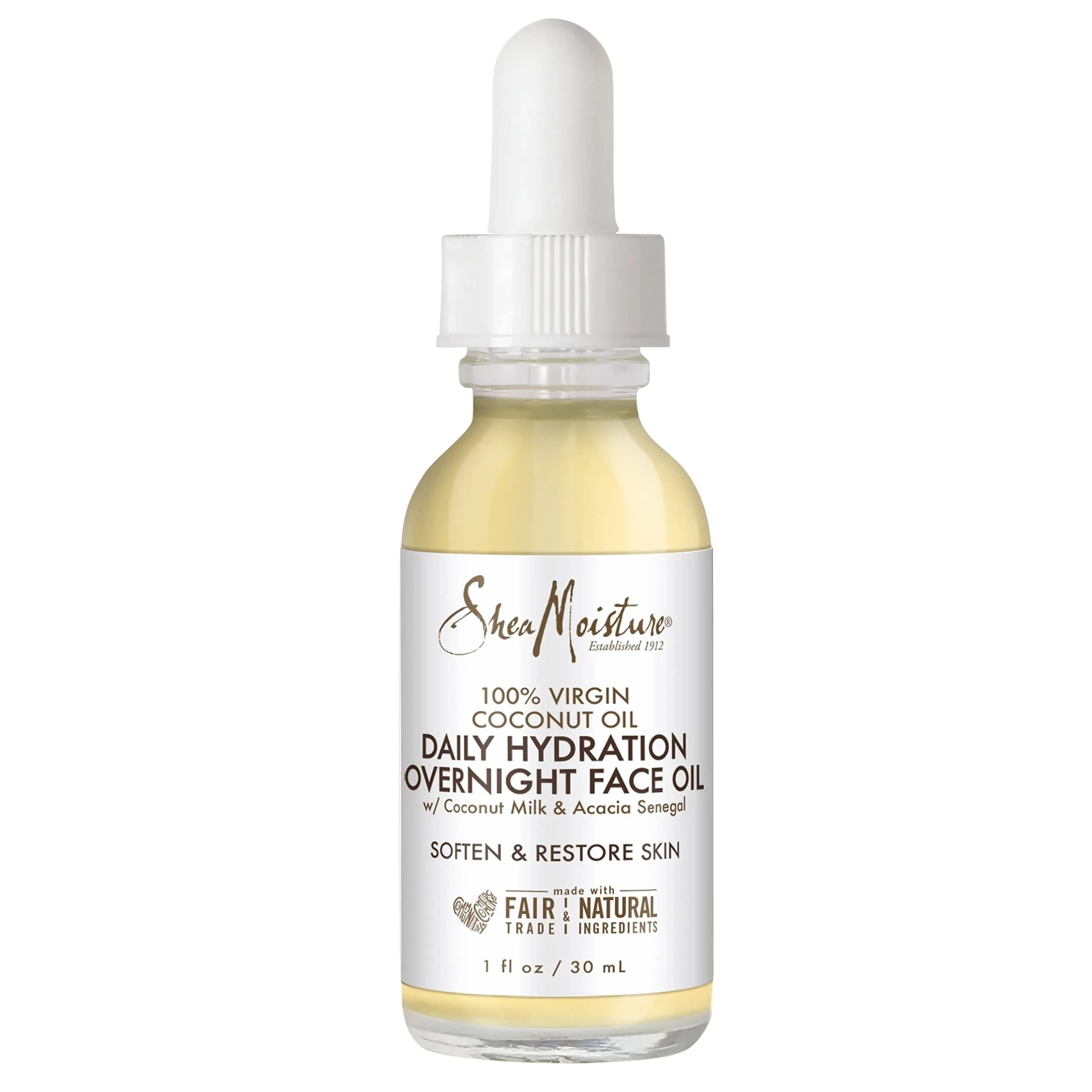 SheaMoisture 100% Virgin Coconut Oil Overnight Face Oil 30ml (1 Fl Oz) | Hydrates & Renews Skin - main product image