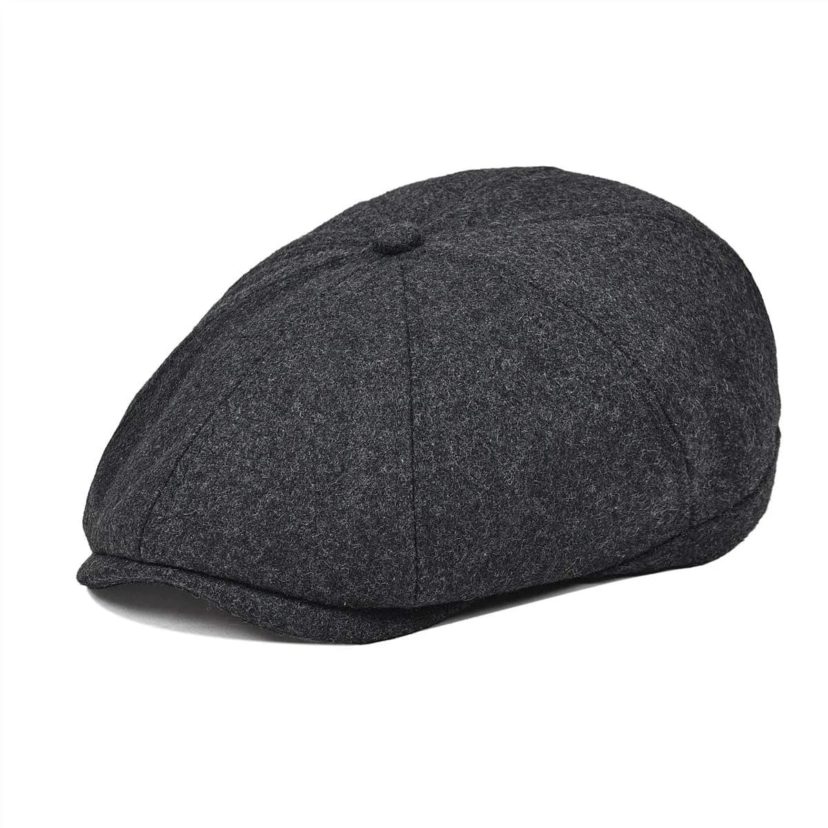 VOBOOM Men's Wool Blend 8 Panel Newsboy Cap Tweed Hat (Black) 57-60cm | Vintage Style for Cool Weather — Grey