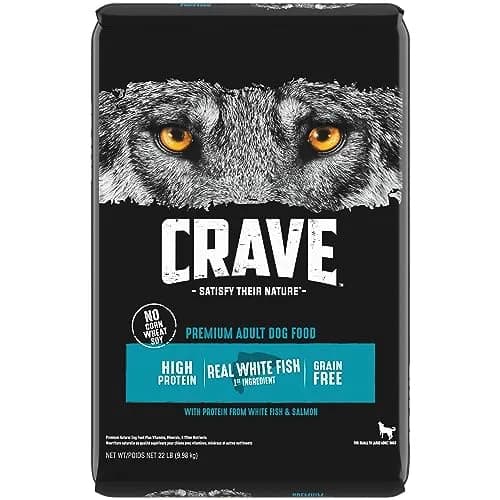 CRAVE Grain Free High Protein Adult Dry Dog Food, White Fish & Salmon, 13.6kg (30 lb) | Protein-Rich, Grain-Free Nutrition — 22 Pound