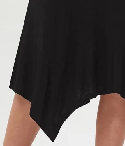 DJT Women's Flowy Handkerchief Hemline Midi Skirt Medium Black | Breathable Rayon & Spandex, Flattering Fit, Perfect for Summer & Autumn thumbnail 8