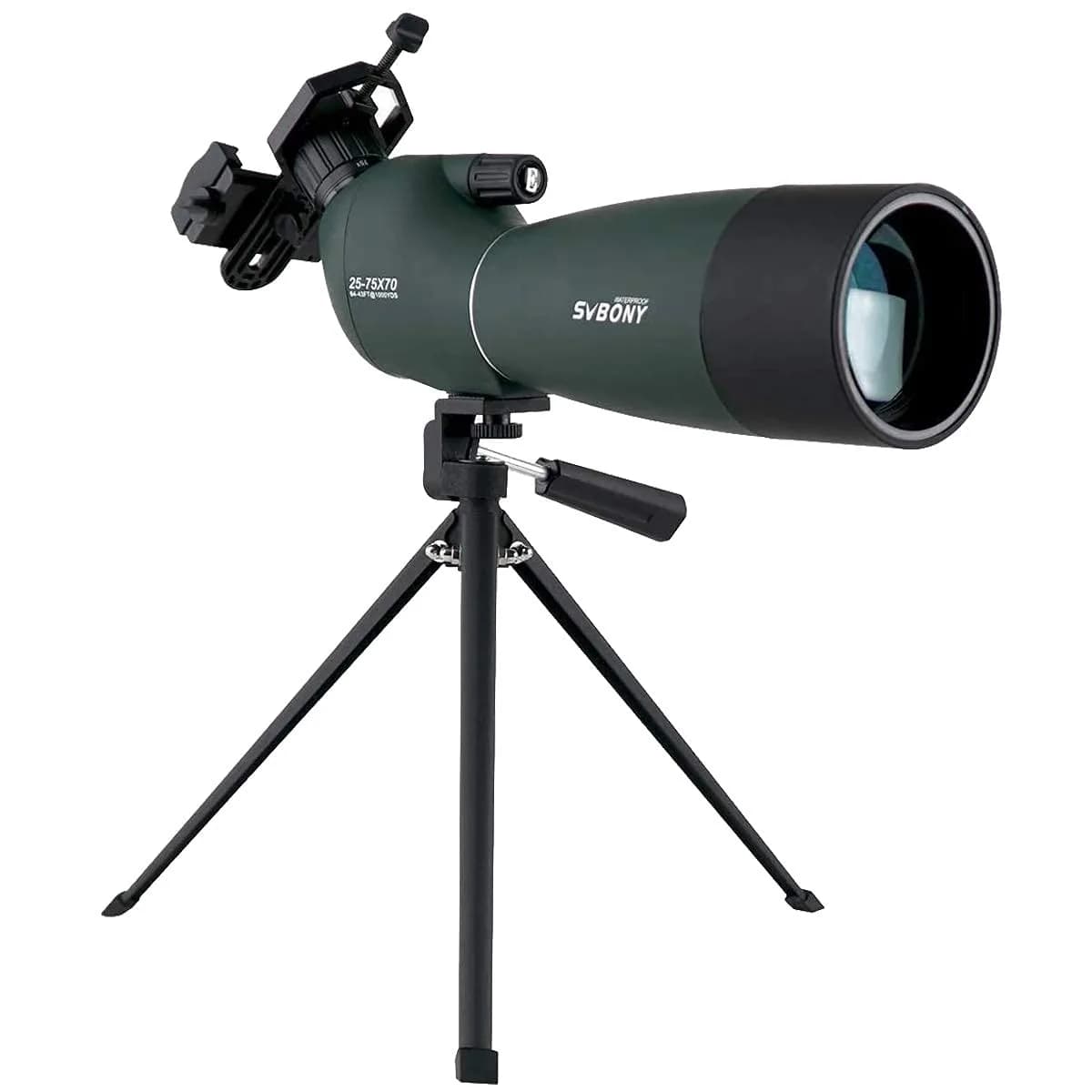 SVBONY SV28 Angled Spotting Scope 25-75x70mm with Tripod & Phone Adapter | Target Shooting Optics - main product image