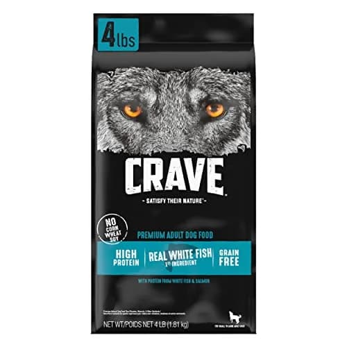 CRAVE Grain Free High Protein Adult Dry Dog Food, White Fish & Salmon, 4 lb. Bag | Protein-Rich, Grain-Free Nutrition for Dogs thumbnail 1