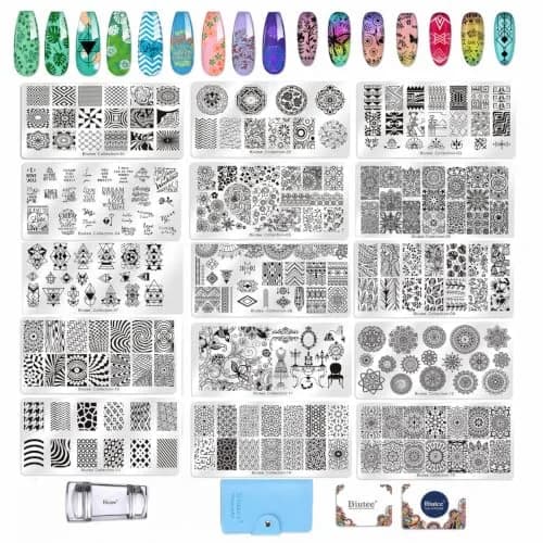 Biutee 19pcs Nail Art Stamping Plates Set with Stamper & Scraper | 15 Plates for Leaves, Flowers, Animals thumbnail 1
