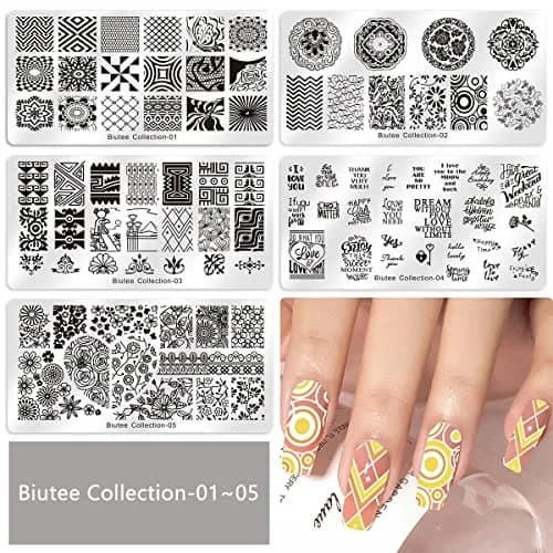 Biutee 19pcs Nail Art Stamping Plates Set with Stamper & Scraper | 15 Plates for Leaves, Flowers, Animals thumbnail 2
