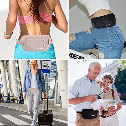 LANNEY Slim RFID Blocking Travel Money Belt with 2 RFID Sleeves | Hidden Passport Holder for Cash & Documents (Black, Unisex) thumbnail 7