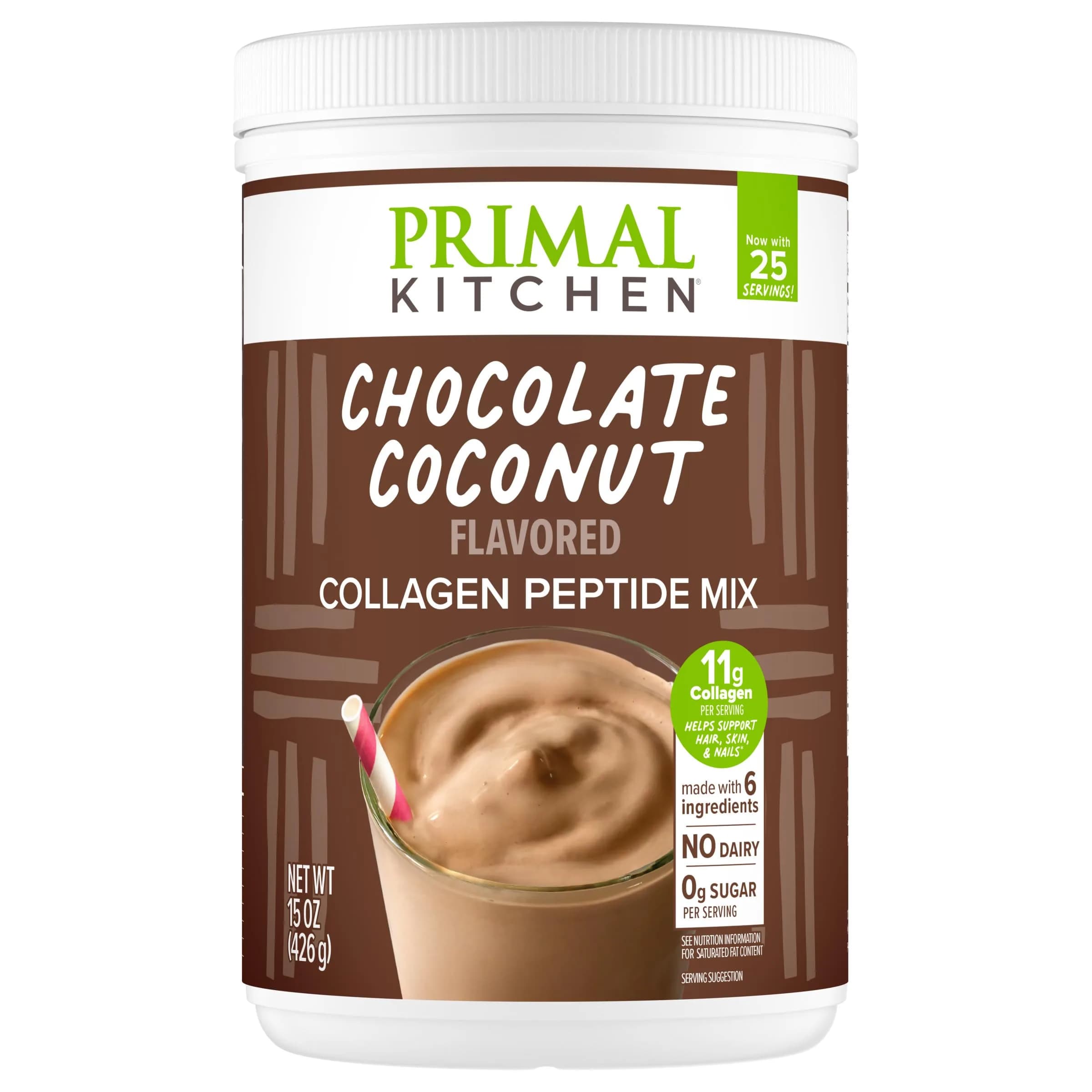Primal Kitchen Chocolate Coconut Collagen Fuel Drink Mix 15oz (425g) | 11g Collagen Peptides Per Serving