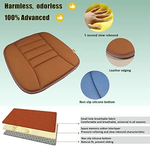 RaoRanDang Car Seat Cushion Pad with Memory Foam | 54cm x 46cm x 3cm (21.3" x 18.5" x 1.2") thumbnail 3