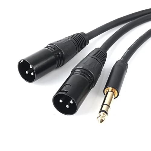 SiYear 6.35mm TRS Male to Dual XLR Male Microphone Adapter Cable 1.5M | Stereo Unbalanced Audio Converter thumbnail 1