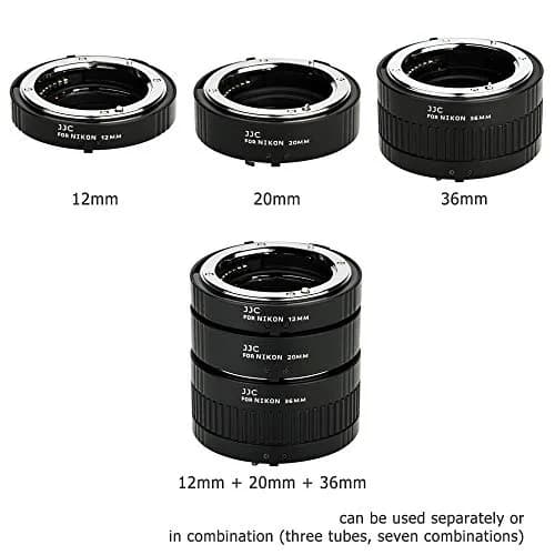 JJC Auto Focus Macro Extension Tube Set for Nikon F Camera & Lens | 12mm, 20mm, 36mm Tubes thumbnail 3