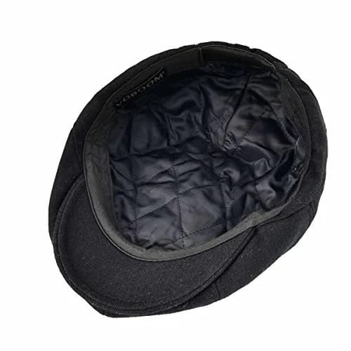 VOBOOM Men's Wool Blend 8 Panel Newsboy Cap Tweed Hat (Black) 57-60cm | Vintage Style for Cool Weather thumbnail 5