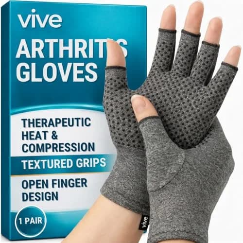 Vive Fingerless Compression Gloves for Arthritis - Textured Grip Men, Women | Support & Mobility thumbnail 1