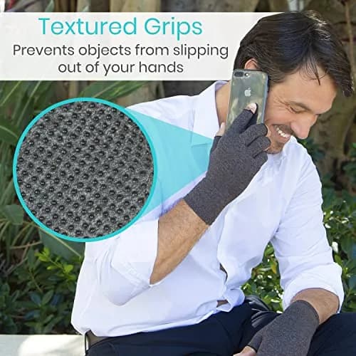 Vive Fingerless Compression Gloves for Arthritis - Textured Grip Men, Women | Support & Mobility thumbnail 6