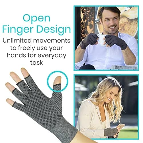 Vive Fingerless Compression Gloves for Arthritis - Textured Grip Men, Women | Support & Mobility thumbnail 7