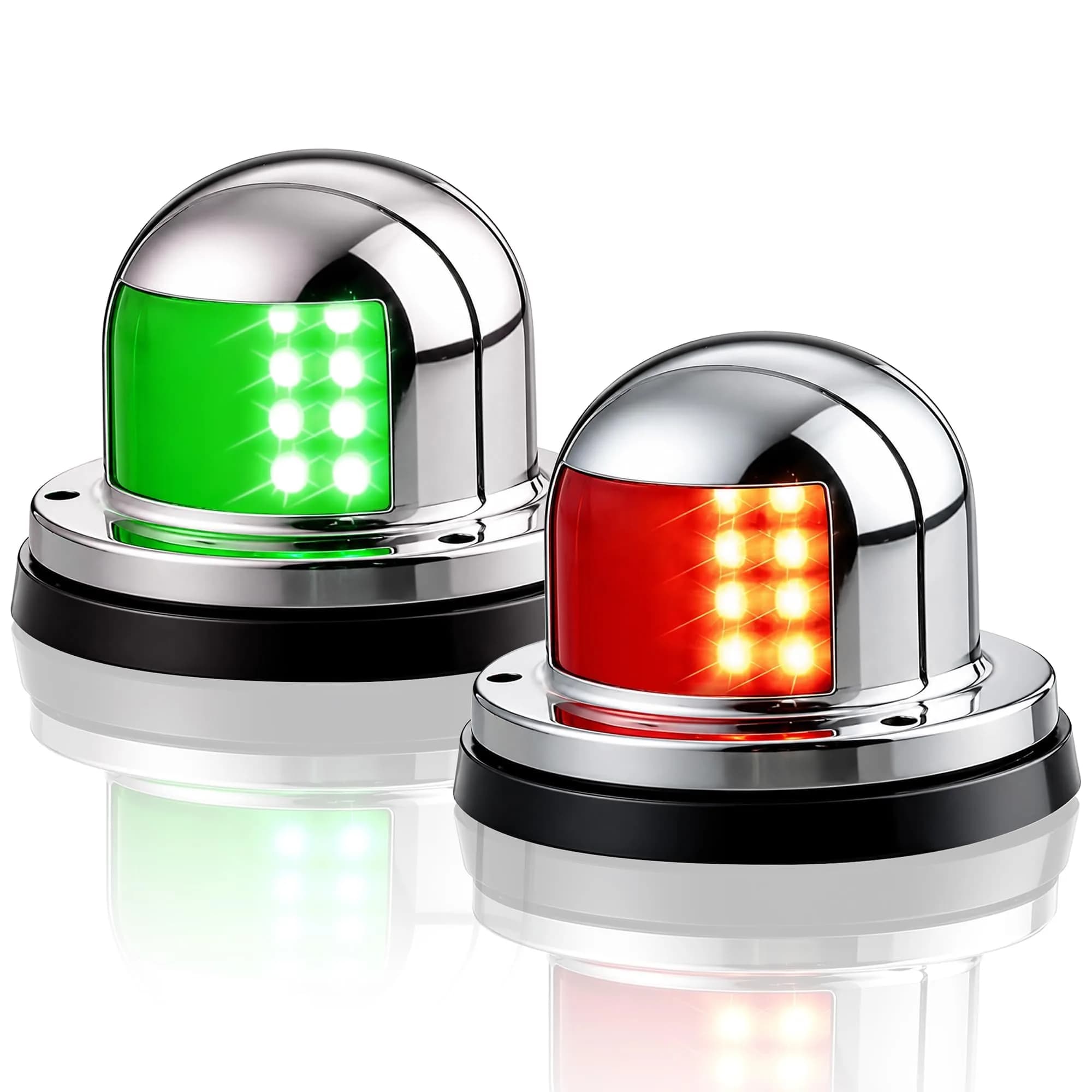 Obcursco LED Red and Green Boat Navigation Lights for Boats up to 40ft | IP67 Waterproof, 12V DC - main product image