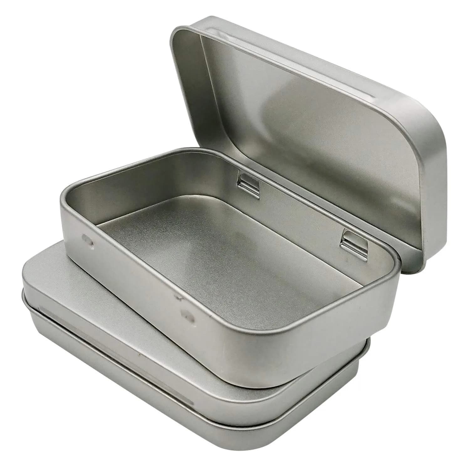 Hulless Small Hinged Tin Box Metal Storage Containers, Silver 6Pcs | Durable, Lightweight & Snug Closure for Household Items — Silver