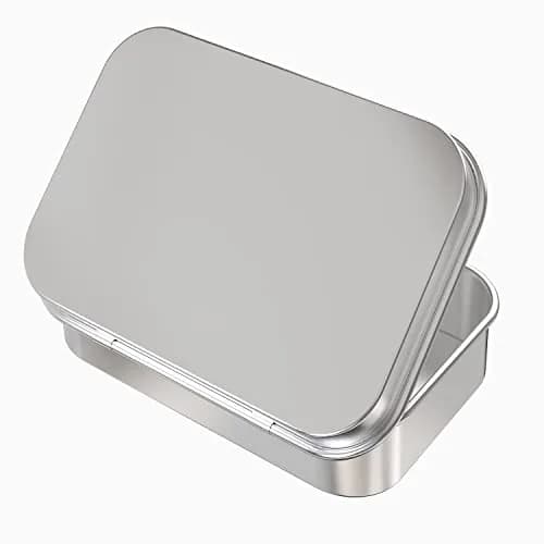 Hulless Silver 2Pcs Small Hinged Tin Box Metal Tins Storage Containers | 9.4cm x 5.8cm x 2cm (2-Pack) thumbnail 4