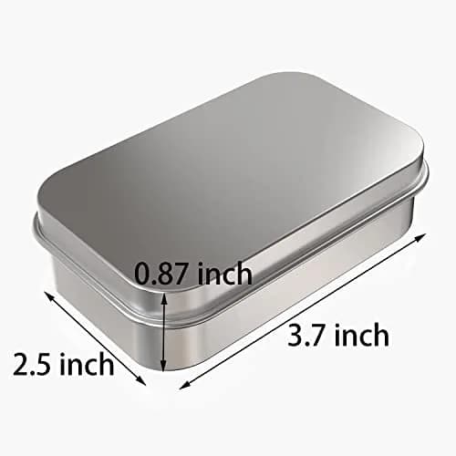 Hulless Silver 2Pcs Small Hinged Tin Box Metal Tins Storage Containers | 9.4cm x 5.8cm x 2cm (2-Pack) thumbnail 3