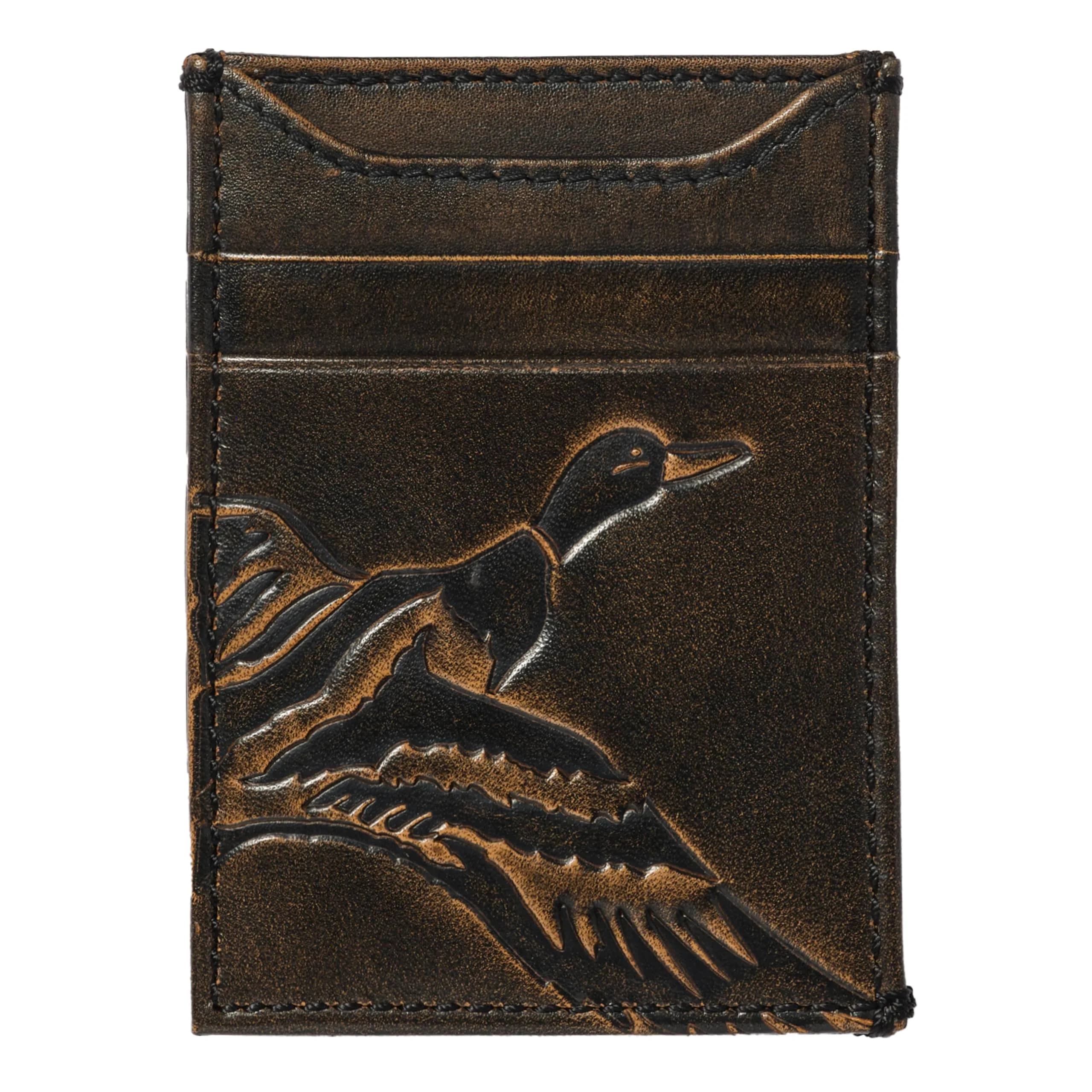 House of Jack Co. Deer Magnetic Money Clip Wallet 2.75" L x 4" H | Full Grain Leather, Slim Front Pocket Carry — Duck
