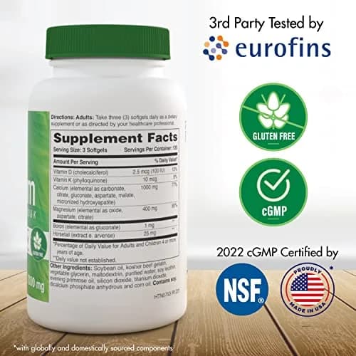 Health Thru Nutrition Calcium 1000mg & Magnesium 400mg | Bone Support with Vitamin D3 & K (360 Softgels) thumbnail 2