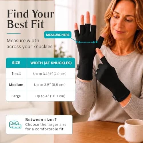 Vive Arthritis Gloves for Men & Women - Medium Black | Soothing Compression Therapy for Joint Pain Relief thumbnail 5