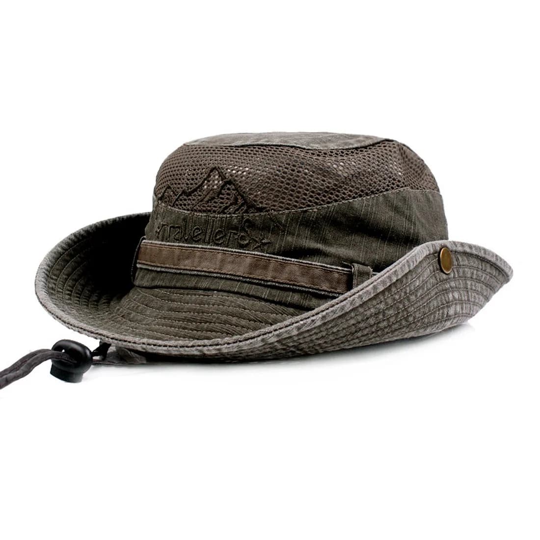 KeepSa Cotton Sun Hat Men Wide Brim Bucket Safari Boonie | Breathable, Foldable & UV Resistant (70-120c) — Army Green