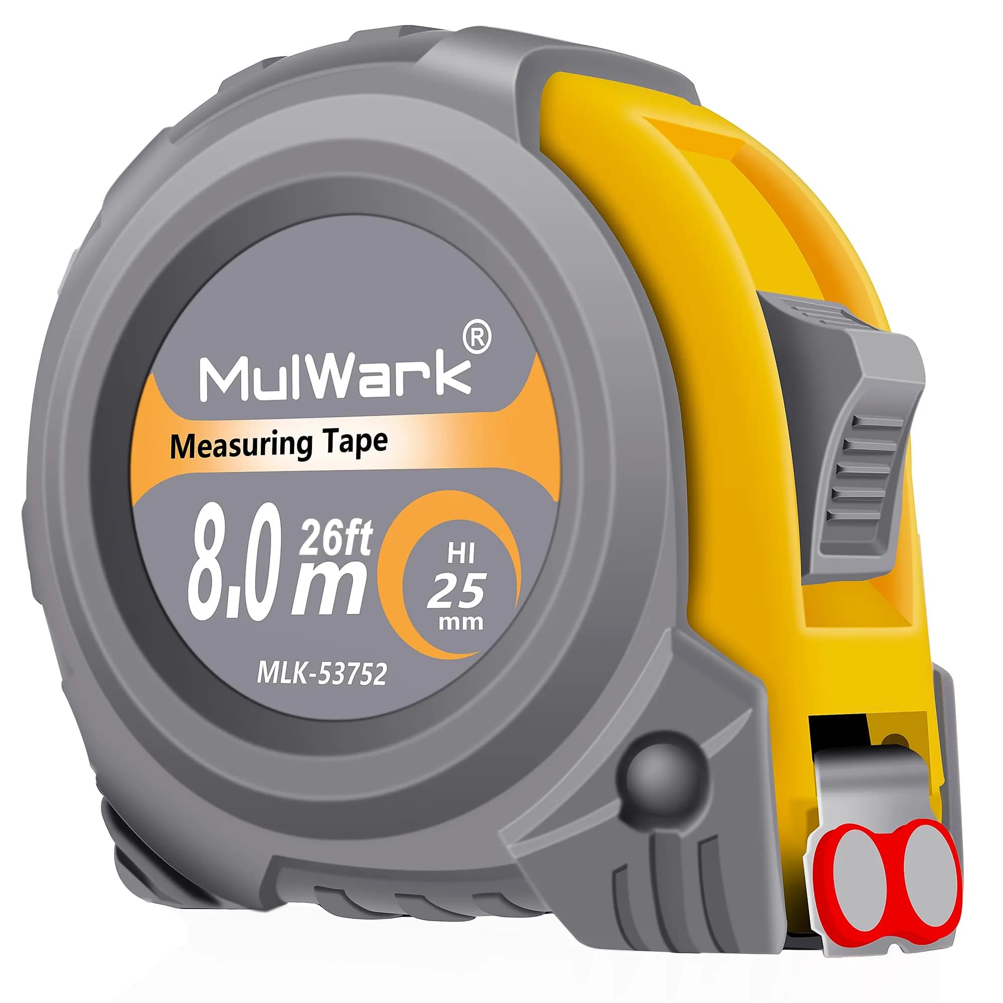 MULWARK 7.9m (26ft) Retractable Tape Measure with Magnetic Hook & Shockproof Case | Dual Scale for Construction & Woodworking - main product image