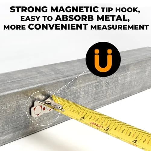 MULWARK 7.9m (26ft) Retractable Tape Measure with Magnetic Hook & Shockproof Case | Dual Scale for Construction & Woodworking thumbnail 4