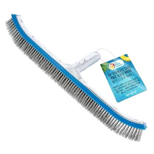 U.S. Pool Supply 18" Pool Brush Head for Inground Pools, Stainless Steel | Heavy-Duty Pool Cleaning Tool thumbnail 1