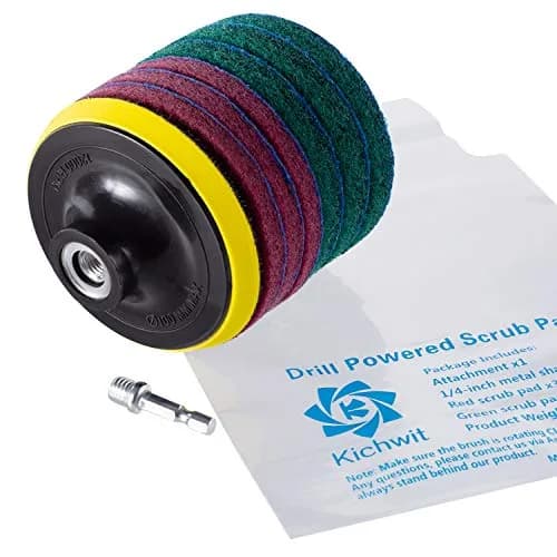 Kichwit Red Cleaning Brush 4 Inch (10.16 cm) | Attaches to Any Cordless Drill thumbnail 5