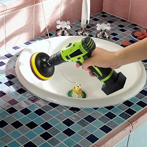 Kichwit Red Cleaning Brush 4 Inch (10.16 cm) | Attaches to Any Cordless Drill thumbnail 7