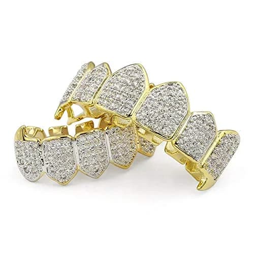 TOPGRILLZ Vampire Fang Grillz with CZ Diamonds | 18K Gold Plated Brass thumbnail 4