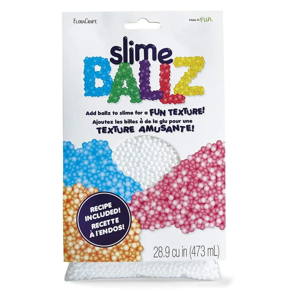 FloraCraft Slime Ballz 2 Cups White | Foam Micro Beads for DIY Floam, Safe & Fun (70-120 chars) - main product image