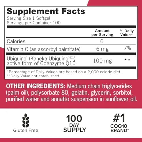 Qunol Mega Ubiquinol CoQ10 100mg Softgels (100 Count) thumbnail 6