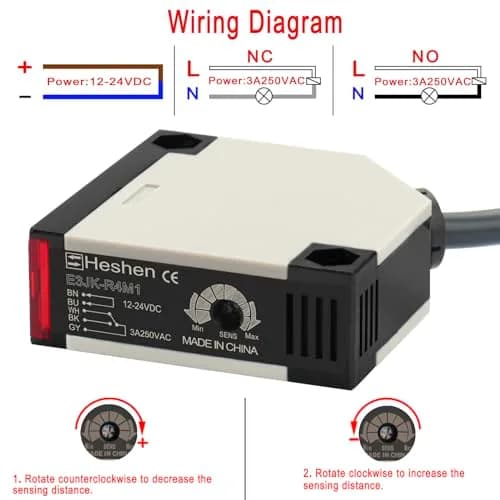 Heschen Photoelectric Sensor Switch DC12-24V 4m Detection Range | Feedback Reflection Type thumbnail 3