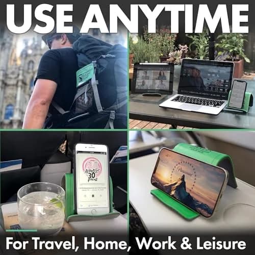 Flight Flap Airplane Phone Holder, Flexible Folding Cellphone Stand, Green | Travel & Long Flight Accessory thumbnail 7