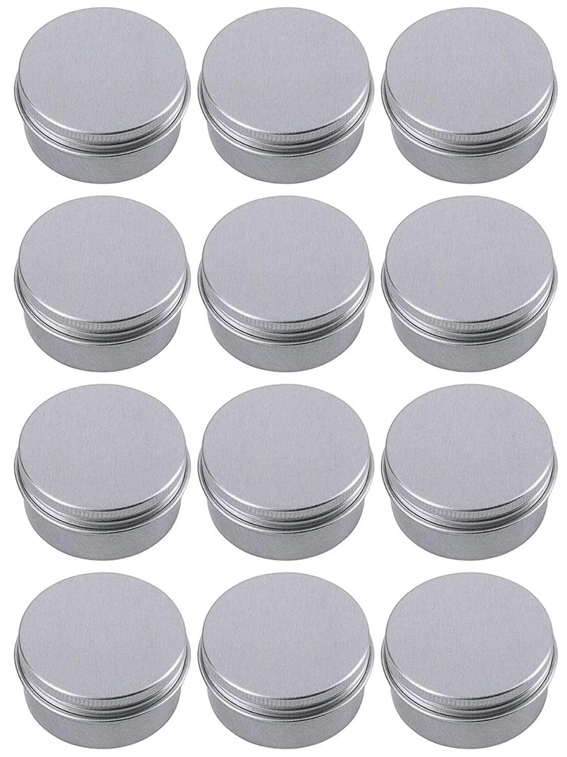 Hulless 12 Pack 0.5 Ounce (15 ml) Aluminum Tin Jars with Screw Lids | Refillable Cosmetic Containers - main product image