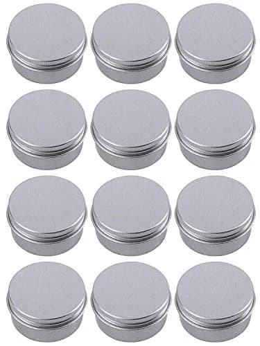 Hulless 12 Pack 0.5 Ounce (15 ml) Aluminum Tin Jars with Screw Lids | Refillable Cosmetic Containers thumbnail 1
