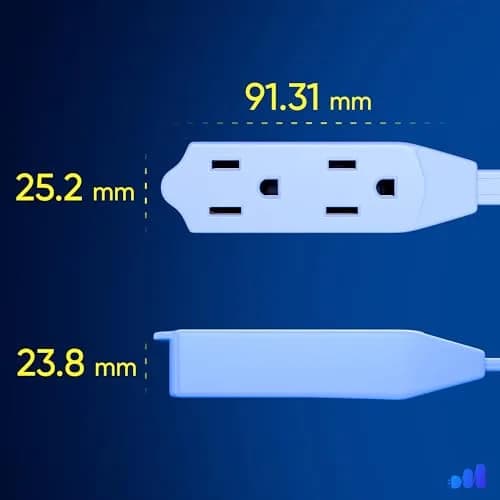 Maximm 1 Ft UL 360° Rotating Flat Plug Extension Cord, 3-Outlet, 16/3 AWG | Space-Saving Design for Indoor Use thumbnail 4