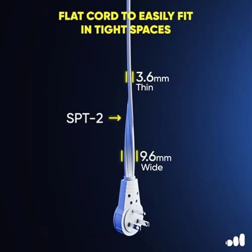 Maximm 1 Ft UL 360° Rotating Flat Plug Extension Cord, 3-Outlet, 16/3 AWG | Space-Saving Design for Indoor Use thumbnail 5