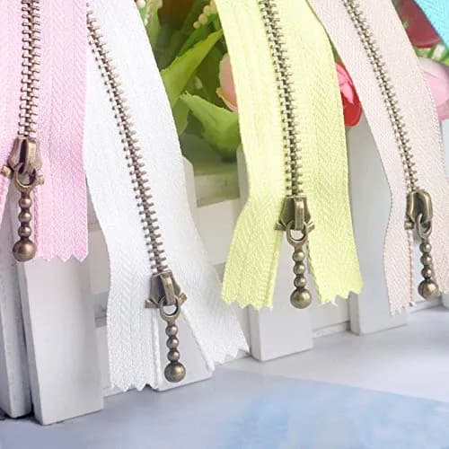 Beaulegan Metal Zippers 10 Pcs - #3 Antique Brass Close-end 7.9 Inch (20 cm), Assorted Color | Heavy Duty Metal Zippers for Bags & Crafts thumbnail 6