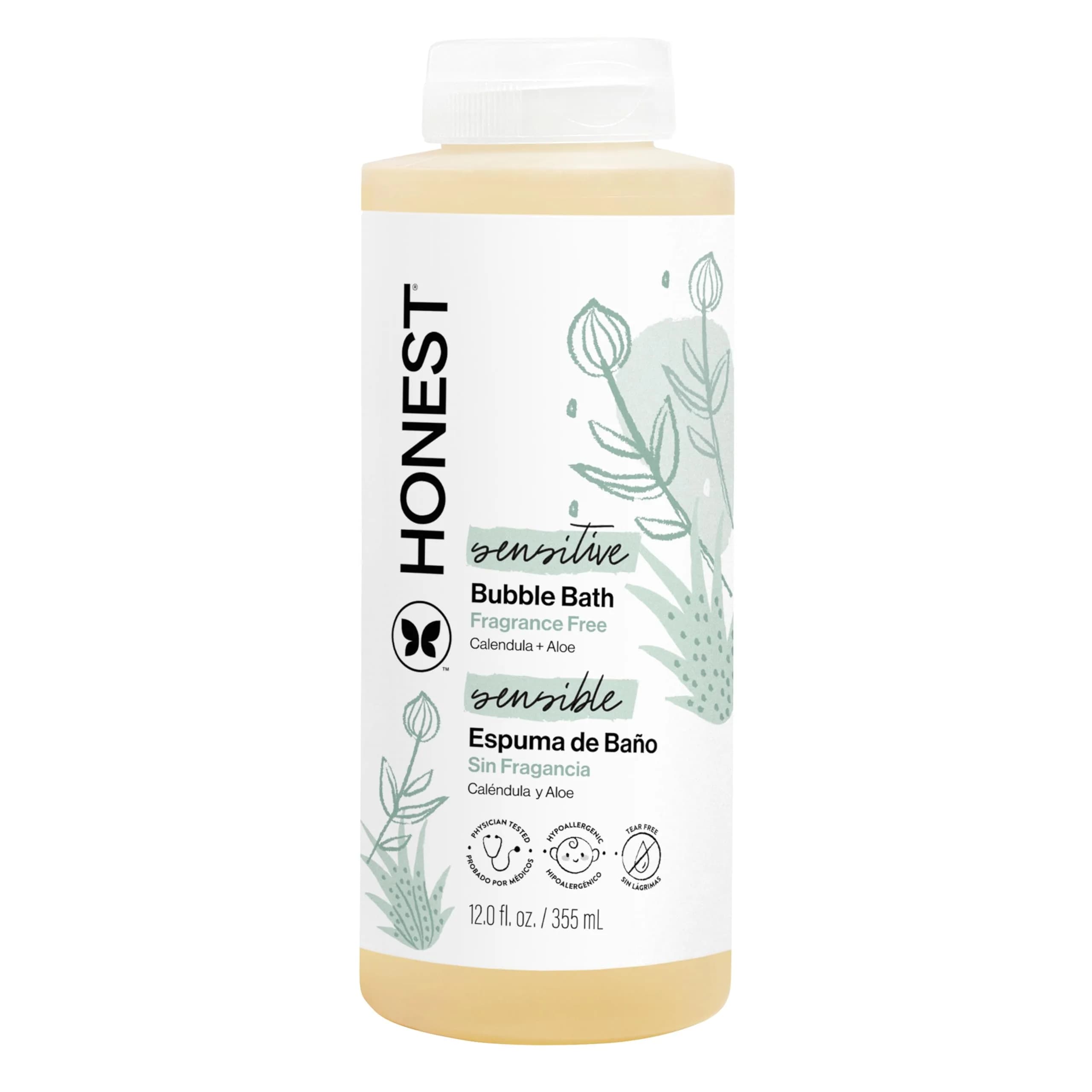 The Honest Company Bubble Bath, Hypoallergenic, Lavender Calm, 12 fl oz | Tear-Free, Gentle for Sensitive Skin — 7.4 fl oz