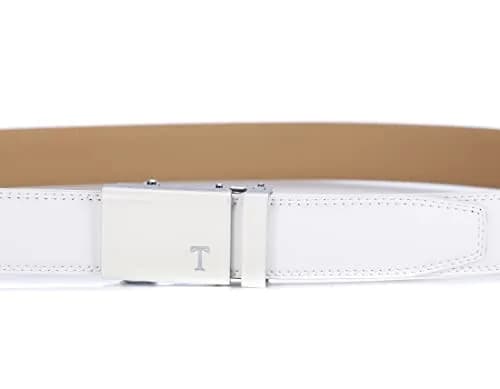 Tonywell Leather Ratchet Belt 32"-45" | Adjustable White Leather & Buckle thumbnail 5