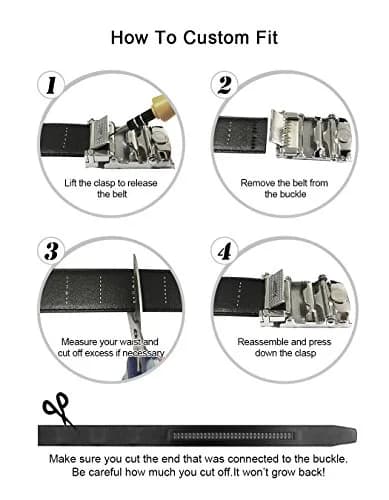 Tonywell Leather Ratchet Belt 32"-45" | Adjustable White Leather & Buckle thumbnail 7