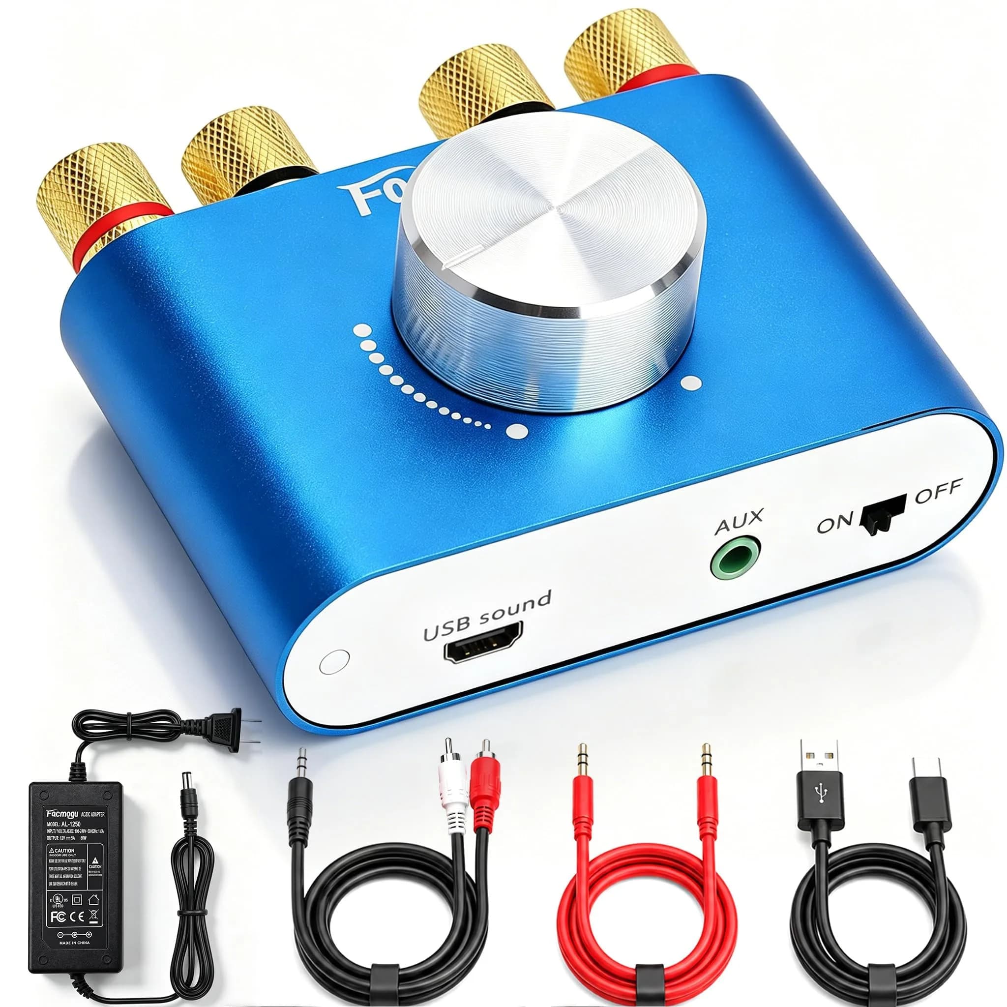Facmogu F900S Mini Bluetooth 5.0 Power Amplifier 50Wx2 | Compact Stereo Amp for Home & Desk - main product image