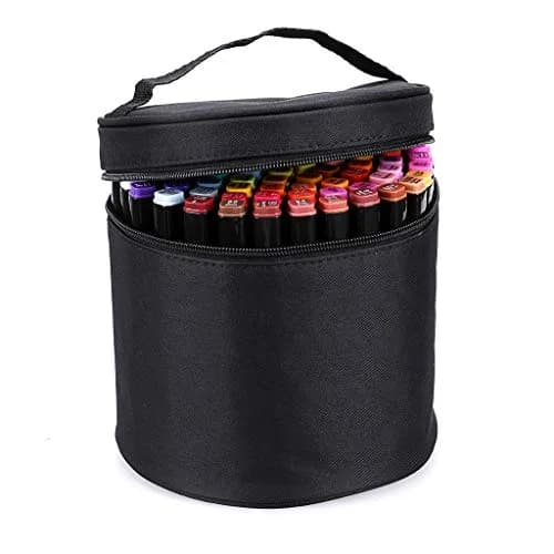 BTSKY Multifunction Marker Case - Zippered Canvas Pen Bag for 80 Markers | Travel & Organizer thumbnail 1