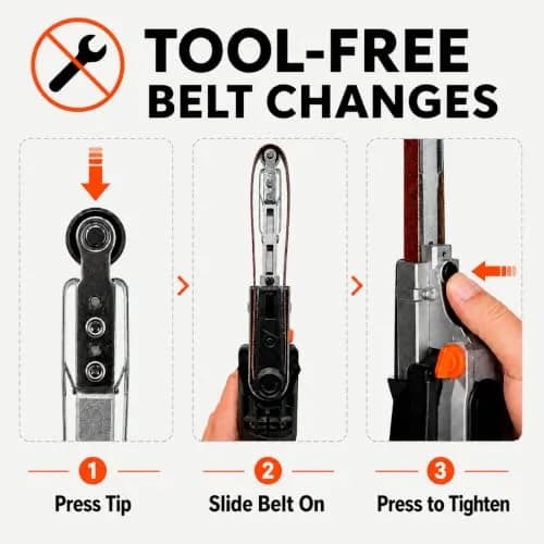WEN 6307 Variable Speed Detailing File Sander with 1/2-by-18" Belt, 1080-1800 FPM | Auto-Tracking for Tight Spaces thumbnail 2