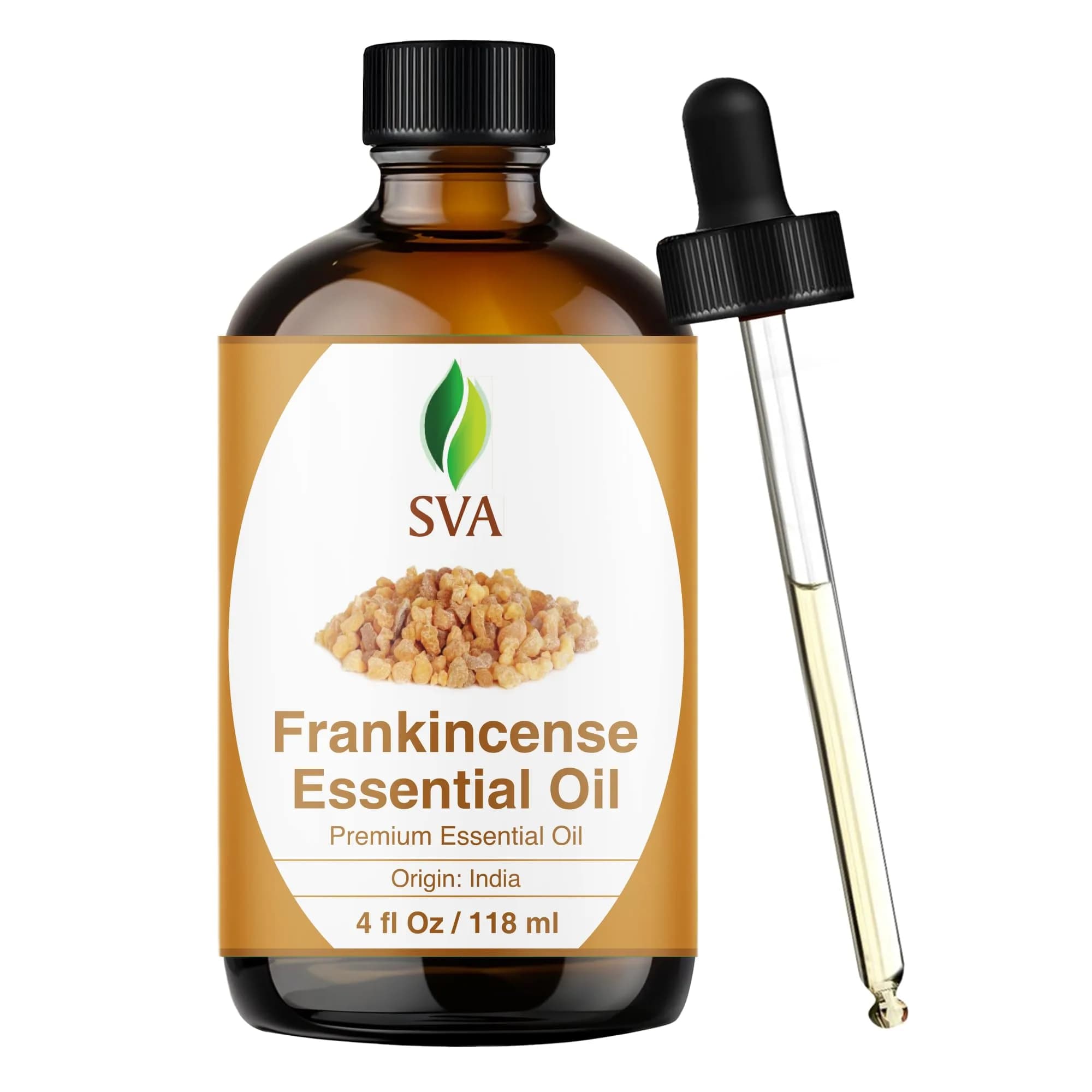 SVA ORGANICS Frankincense Essential Oil 118 ml (4 Fl Oz) | Pure Serrata Oil for Aromatherapy & Skin