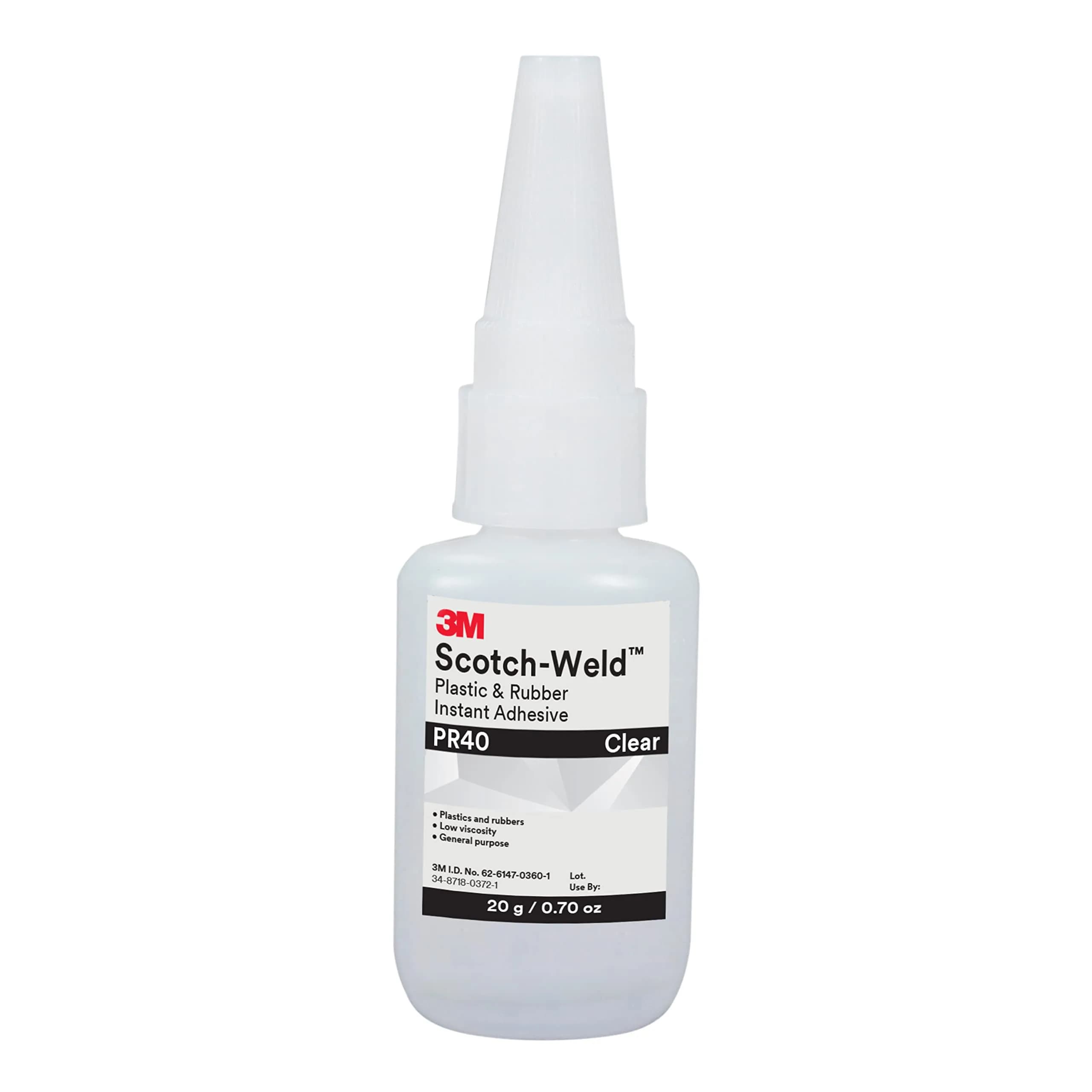 3M Scotch-Weld Plastic & Rubber Instant Adhesive PR40 | Fast-Cure, Clear, 20g | Industrial Bonding Solution - main product image
