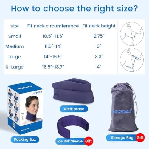 Velpeau Neck Brace for Neck Pain Support - Soft Cervical Collar for Sleeping & Support, Comfort Version, L: 14-16.5" thumbnail 6