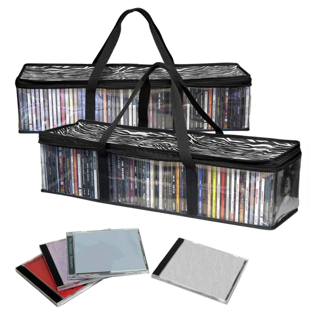 Evelots Vinyl Record Storage Bags 3-Pack (Holds 108 LP Albums) | Clear PVC & Polyester Canvas — Zebra Print